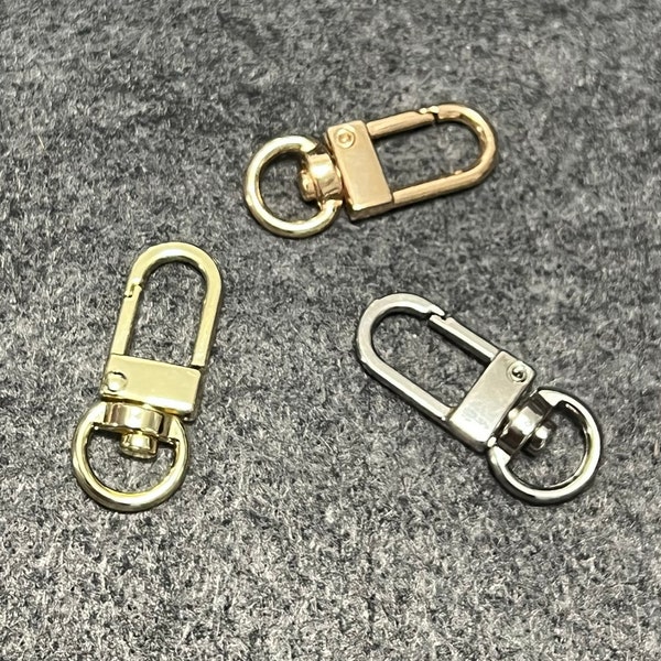 2, 5 ou 10 mousquetons pivotants, fermoirs à ressort, doré, platine, mousquetons pivotants, alliage de zinc, 33 x 14 mm, fermoir pour sac à main, porte-clés DIY * Qualité contrôlée