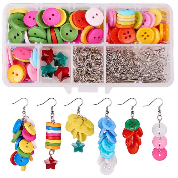 DIY Creative Button Earring Making, With Acrylic/wood Sewing Buttons, Glass  Pendants, Brass Earring Hooks and Iron Findings, Kid's Craft Kit 