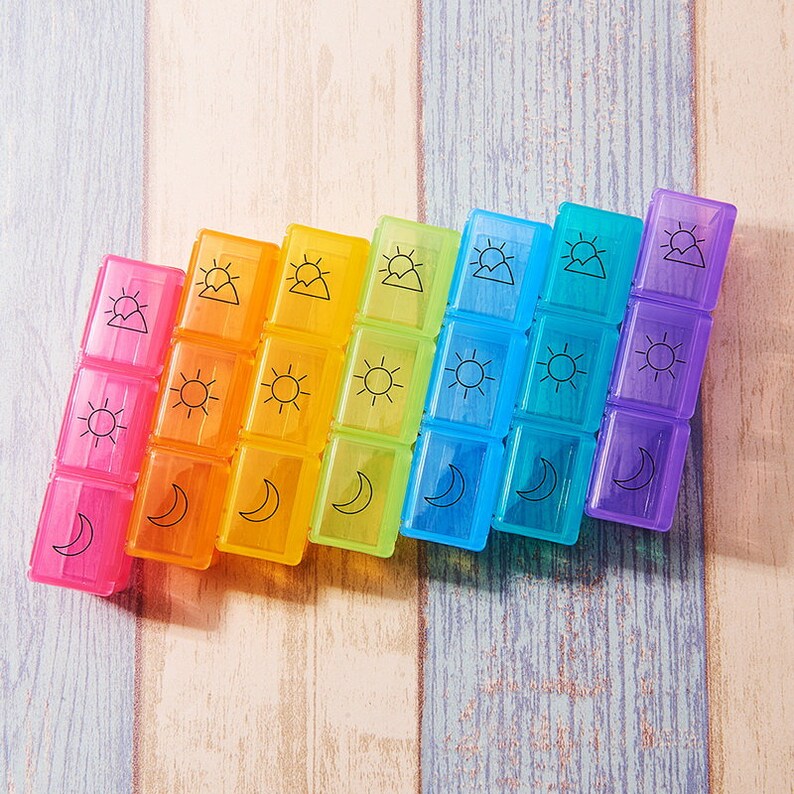 7day Pill Box With Morning Noon Night Images 21 Separate Etsy