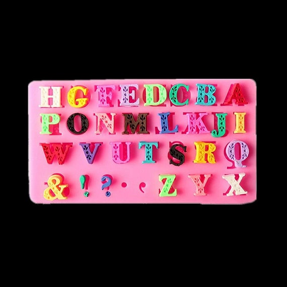 Fancy Letter Mold, DIY Food Grade Silicone Mold, Fondant Mold, Epoxy, Alphabet Mold, Candy Making, Soap, UV Resin,