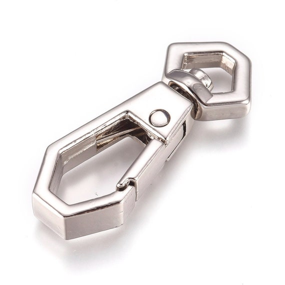 2 or 5 Small Swivel Lobster Claw Clasps, Platinum/Silver, Swivel Hooks, Alloy, 14x35mm, Strong Keychain *Quality Checked*, Angled Edges