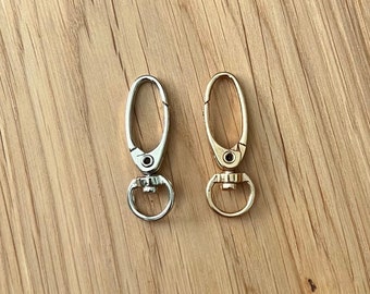 5 or 10 Oval Iron Swivel Keychain Clasps, Spring Clasps, Platinum Or Gold, Purse Strap, Dog Leash, DIY Keychains, DIY Jewelry, Long Thin