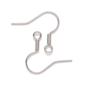 Bulk Stainless Steel Ear Hooks 10 or 25 pairs, Hypoallergenic, with Spring Embellishment. French Earring Wires, Earring Wires, DIY Earring,