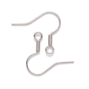 304 Stainless Steel French Earring Hooks, Flat Earring Hooks, Ear