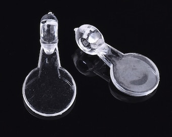 10, 15, or 25 Acrylic Clear 8mm Flat Pad Bails, Glue on Bails, Bulk Bail for Pendant, DIY Pendant, DIY Jewelry Making