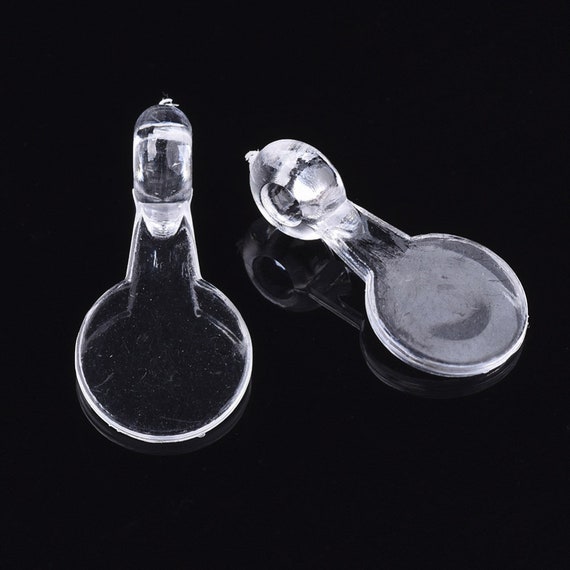 10, 15, or 25 Acrylic Clear 8mm Flat Pad Bails, Glue on Bails, Bulk Bail for Pendant, DIY Pendant, DIY Jewelry Making
