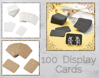 100 (approx) Earring Jewelry Display Cards, White, Black, Brown, With Holes, Earring Stud or Hook Display Cards, Tags, Price Tags, Labels