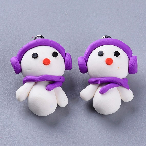 5 or 10 Large Polymer Clay Snowman Pendants/Charms. Winter Theme Snowman DIY Jewelry DIY Kids Crafts DIY Kids, Frosty, Snow Charms, Holiday