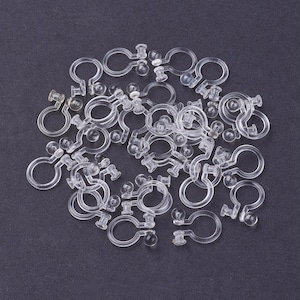 5 ou 10 pares de brincos de plástico com clipe, bandeja de 3-5 mm, almofada plana, hipoalergênico, faça você mesmo, orelhas sem piercing, confortável para uso em dias longos, transparente