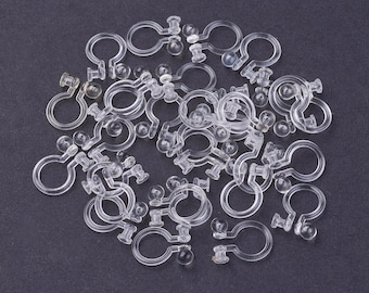 5 or 10 Pairs Plastic Clip-On Earrings, 3-5mm Tray, Flat Pad, Hypoallergenic, DIY, Non-Pierced Ears, Comfortable Long-Day Wear, Clear