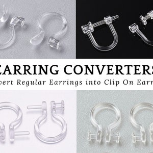 5, 10, 15 Pairs Plastic Earring Converters, Hypoallergenic, Change Earring Post to Non-Pierced Clip-Ons, Clear, DIY, *NOT For Heavy Earrings