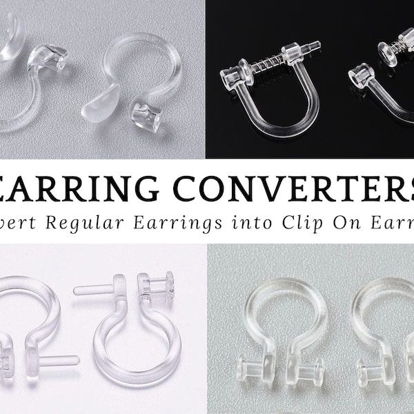 5, 10, 15 Pairs Plastic Earring Converters, Hypoallergenic, Change Earring Post to Non-Pierced Clip-Ons, Clear, DIY, *NOT For Heavy Earrings