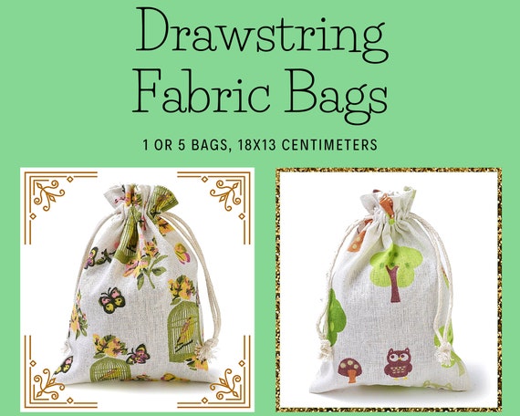 1 or 5 Fox/Owl or Bird Cage Cloth Drawstring Bags, Packaging, Spice, Nuts, Jewelry, Party Favor, Spring Bags, Animals, Wrapping, Burlap Bag