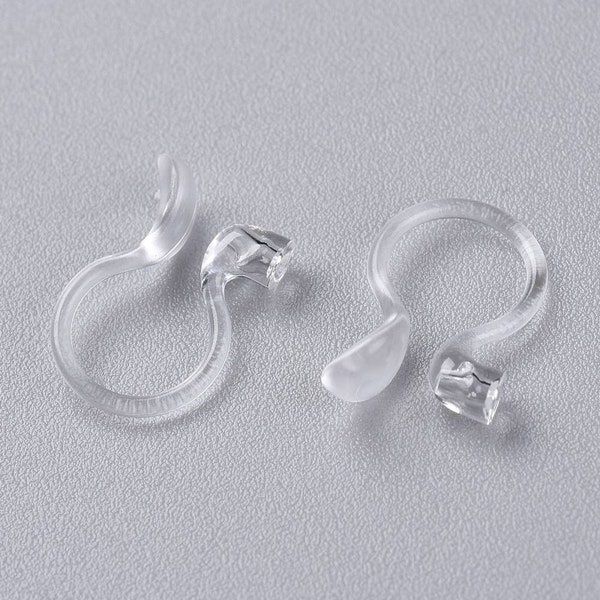 5, 10, 15 Pairs Plastic Earring Converters, Hypoallergenic, Change Earring Post to Non-Pierced Clip-Ons, Clear, DIY, *NOT For Heavy Earrings