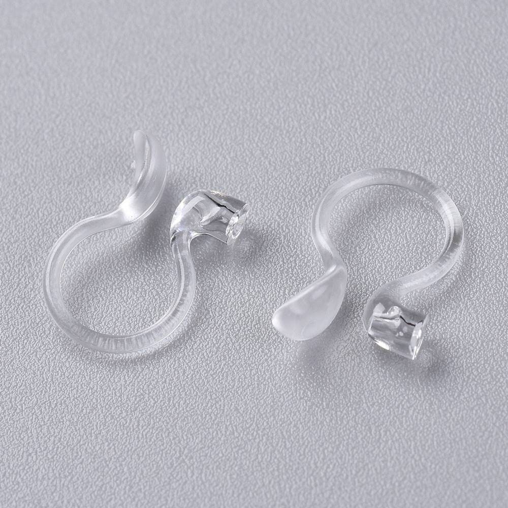SUNNYCLUE 1 Box 12Pcs 2 Style Clip-on Earring Findings Stud Clip On Earring  Converter Clip On Dangle Earring Post Ear Clips Brass Earring Converter