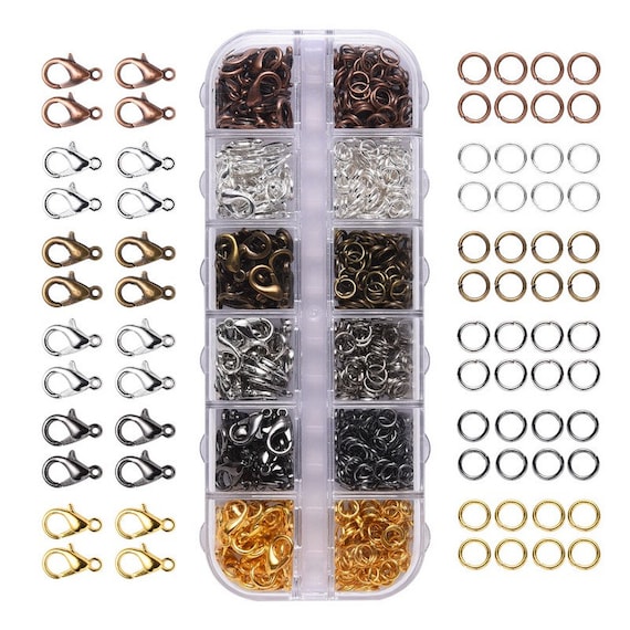 Over 900pcs Clasp and Jump Ring Kit, 5mm Iron Jump Rings, Alloy Lobster Claw Clasps, 6 Colors, DIY Crafts, Bronze Copper Gold Silver Black