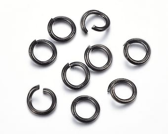 50 Total Black Stainless Steel Jump Rings, 5-6-7mm, 18-21 Gauge (0.7-1mm thick), Metal Connectors, DIY Jewelry Crafting, Tarnish Resistant