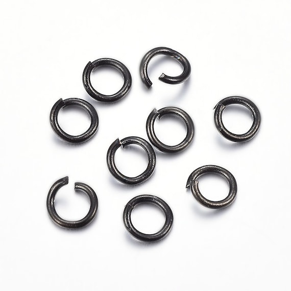 50 Total Black Stainless Steel Jump Rings, 5-6-7mm, 18-21 Gauge (0.7-1mm thick), Metal Connectors, DIY Jewelry Crafting, Tarnish Resistant