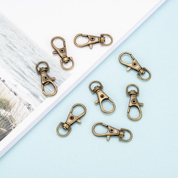 5, 10, 15, or 25 Antique Bronze Swivel Lobster Claw Clasps, Swivel Hooks, Snap Hook, DIY Keychain, Lanyard Clips, Nickel Free, Alloy