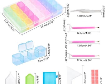 9-delige Diamond Rhinestone Art Craft Tools opslagset, pillencontainer, nagelkunst organiseren, strass steentjes, boorgereedschap, pincet, trays, was