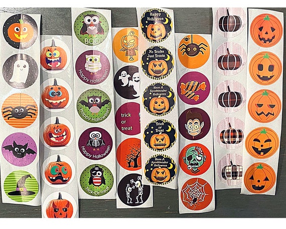160 Halloween Holiday Stickers, 25mm, Size of a Quarter, Mixed Stickers, Self-Adhesive, Card Sealer, Fall, Thank You Card, Invites, Gift Tag