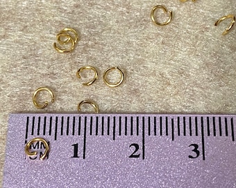 100 or 500 Open Jump Rings, 4mm, 22 Gauge, Gold Stainless Steel Metal Connectors, DIY Jewelry Crafting and Keychain Accessories, 0.6mm Wire