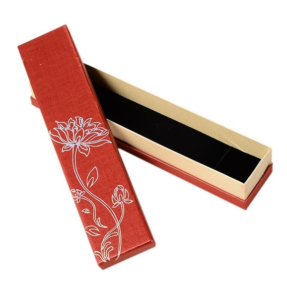 4 Red Lotus Necklace Bracelet Gift Box, Jewelry Gift Boxes, Red, Elegant Gift Box For Jewelry, Wedding, Christmas, Birthday, Valentines Day