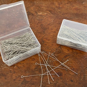 Over 200 Pieces Stainless Steel Eye Pins, Optional Reusable Storage Box, 5cm Long, Bulk, Tarnish Resistant, DIY Jewelry Findings, Wire