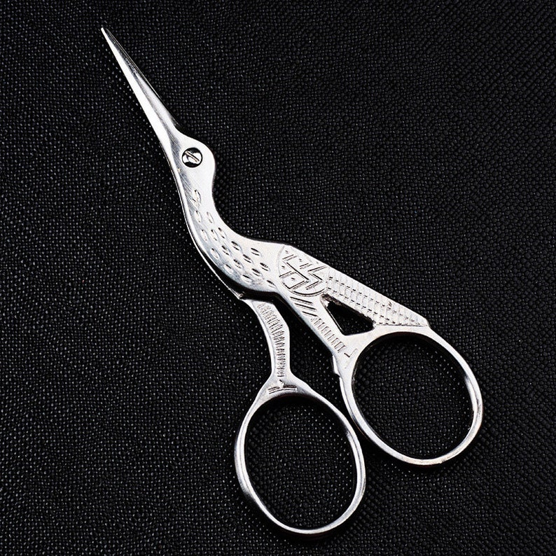 Precision Crane Scissors With Gift Box, Stainless Steel, Embroidery, Sewing, Crafting, Gold, Silver, Multi-Color, Detailing, Sharp Scissors Silver