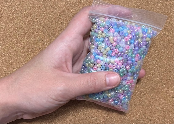 Over 2,000 Seed Beads, Size 6/0, 4mm, Mixed Color, Pastel, Ceylon, Large Seed Beads, DIY Jewelry, Kid's Crafts, Silver-Lined, Rainbow, Bulk