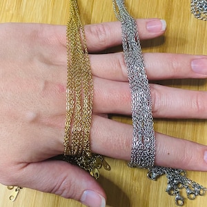 10 Total Bulk Stainless Steel Necklace Chains, Gold or Platinum, 15-16-17- 23 Inch Options, Hypoallergenic, High Tarnish-Resistance