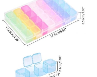 28 Piece Colorful Empty Storage Container for Seed Beads, Miyuki Beads, Small Beads, Medication, Organization Box, Packing Box, Diamond Art