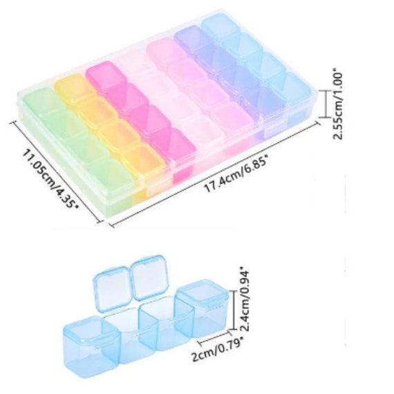 28 Piece Colorful Empty Storage Container for Seed Beads, Miyuki Beads, Small Beads, Medication, Organization Box, Packing Box, Diamond Art