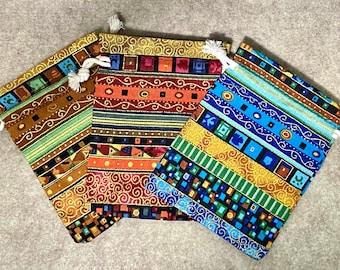 1 oder 5 bunte Stoffbeutel, 10 x 14 cm, Ethnic, Golden, Verpackung, Gewürz, Schmuck, Partybevorzugung, Verpackung, Muster