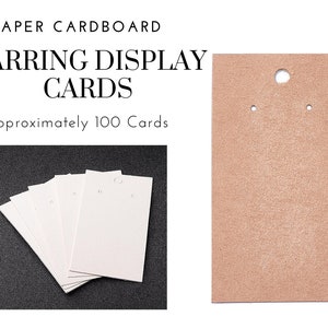100 tarjetas de exhibición de productos Kraft, blancas o marrones, 9 x 5 cm, etiquetas de precio, etiquetas, boutique, tienda, exhibición de bricolaje, exhibición de joyas de aretes, en blanco