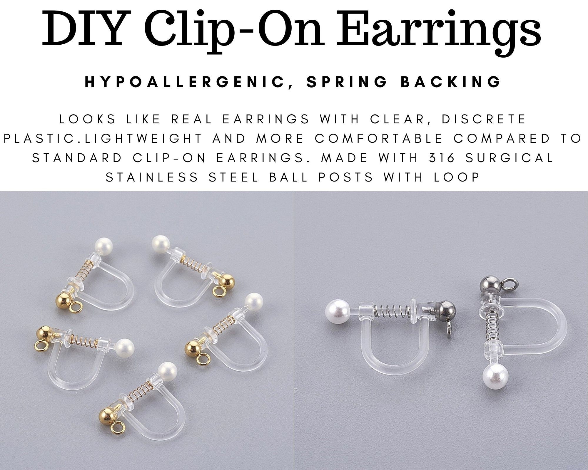Comfortable Pierced Look Invisible Clip On Earring Converters Findings  Components earrings converters pierced to clip