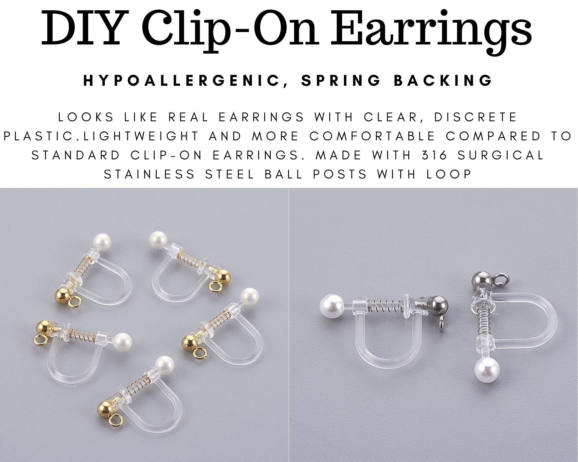  Comfortable Pierced Look Invisible Clip On Earring Converters  Findings Components earrings converters pierced to clip: Clothing, Shoes &  Jewelry