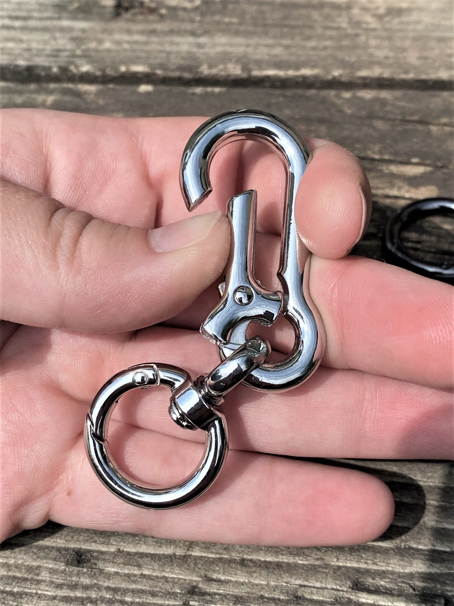 1 or 3 Gold, Silver, Black, Bronze Keychain, Carabiner Spring Clasp With O- ring Spring Clasp, Swivel Ring, Dog Leash, Purse, Heavy-duty, 3in 