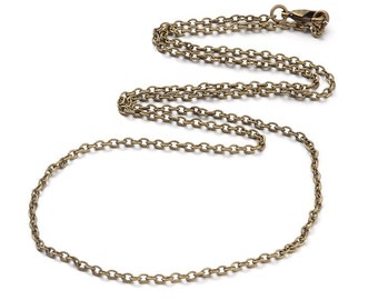Antique Bronze Color Iron Cable Chain, 27.5 Inches, Necklace for DIY Jewelry Making, Pendant, Long Necklace, Antique Gold, With Clasp