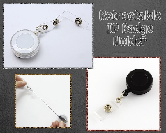 1, 5, or 10 Black or White/Clear Clip-On Plastic Retractable Badge Reel, Card Key Holder, Cord Extension, Work Supplies, ID Badge Holder