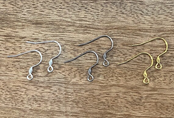 5, 10, 15, 25 Pairs 18k Gold, Silver, Steel, Rose Color Stainless Steel Earring Hooks, Hypoallergenic, Spring Embellishments, French Hooks