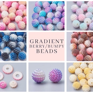 20 Bumpy Acrylic Beads, 10mm, Berry Beads, Mixed Colors, Mermaid Beads, Rainbow, DIY, Kid&#39;s Crafts, Imitation Pearl, Textured, Gradient