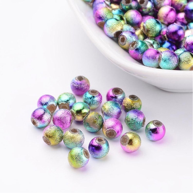 200 Gradient Mermaid Pearl Beads, 6mm, Imitation Pearls, Fantasy, ABS Plastic, DIY Jewelry, DIY Kid Crafts, Rainbow, Bubble Beads image 8