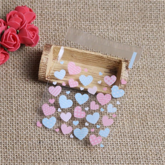 100pcs Self Sealing Cellophane Bags - Resealable Thank You Candy Cookie Goody Bags 7x7cm