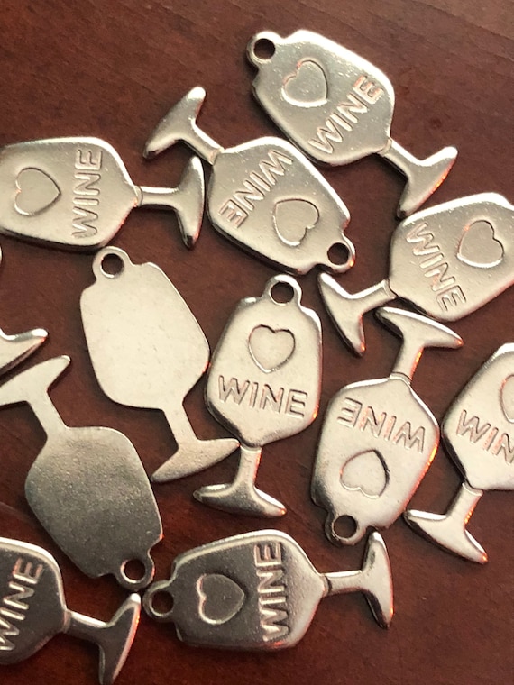 10, 15, or 25 Stainless Steel Love Wine charms, Wine Lovers, DIY Jewelry, DIY Wine Charms