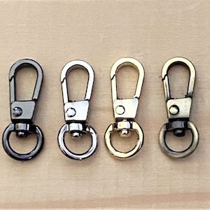 5, 10 oder 15 kleine drehbare Karabinerverschlüsse, Gold, Rotguss, Silber Platin, drehbare Haken, Legierung, 13 x 32 mm, starker Schlüsselbund * Qualitätsprüfung