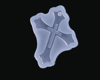 Defect* Cross w/ Slight Inner Cross Raise, Silicone Mold for Fondant, DIY Cake Decoration, Candy, DIY Jewelry, UV Resin, Soap Making, Baking