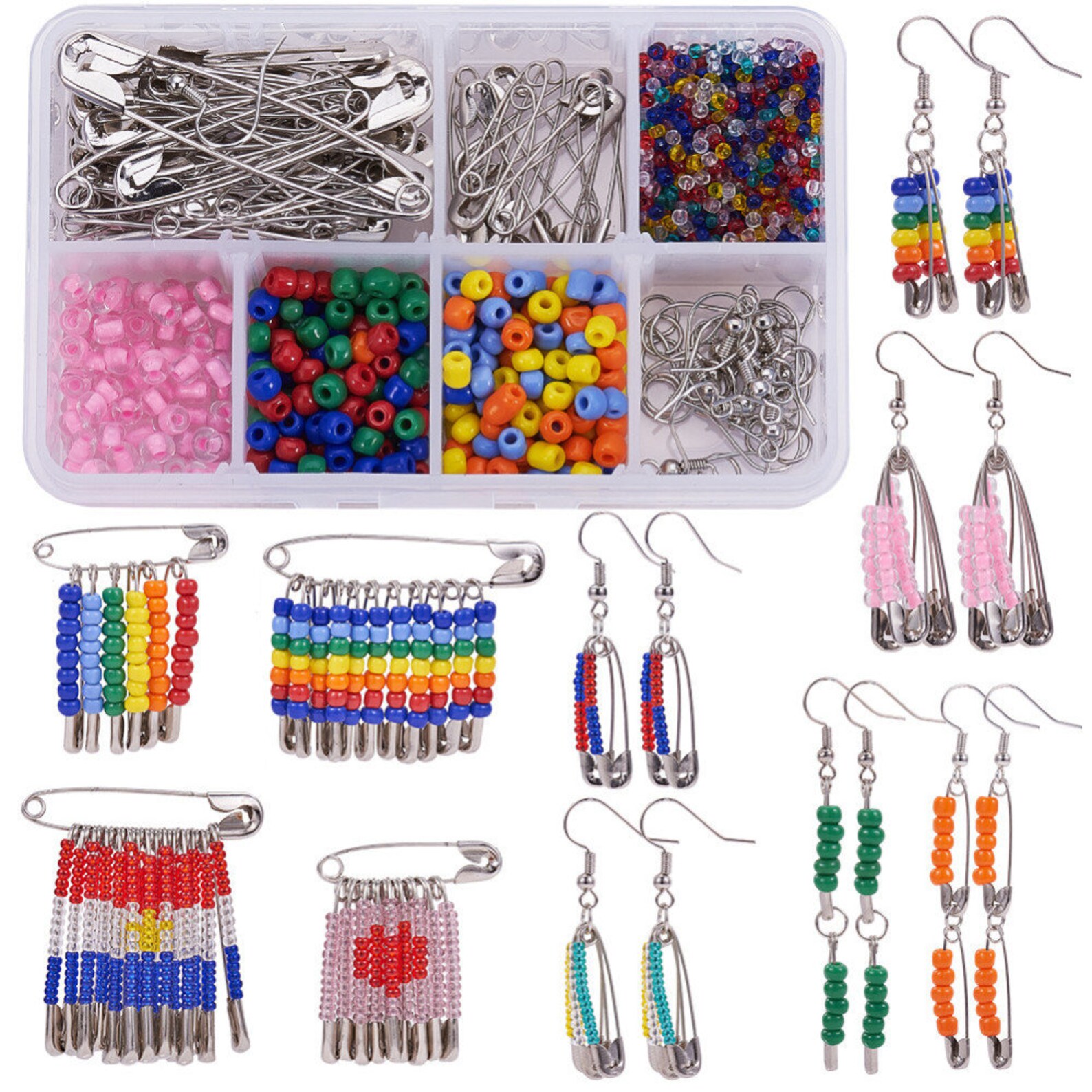DIY Safety Pin Bead Craft Kit DIY Jewelry With Safety Pins Etsy