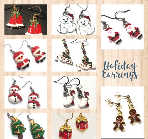 Unique Holiday Christmas Winter Hypoallergenic Earrings-Optional Clip on Earrings, Stainless Steel Earring Hooks