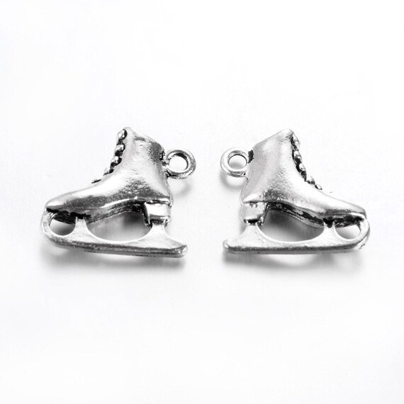 5 or 10 Ice Skating Charms, Tibetan Style, Antique Silver, Skating Pendants, Winter, Ice Rink, Sports, DIY Jewelry, Cadmium And Lead Free